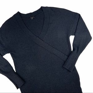 Express | Wrap Detailing Black Long Sleeve Sweater